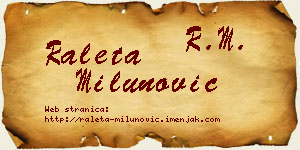 Raleta Milunović vizit kartica